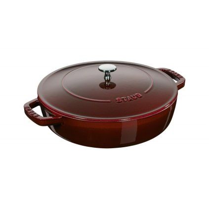 Garnek niski 28 cm, grenadyna, żeliwo, Staub