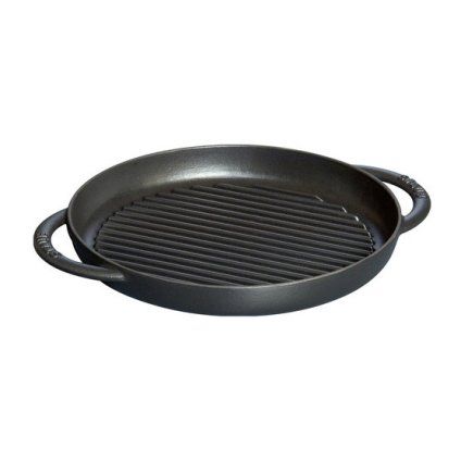 Patelnia grillowa, żeliwna, okrągła, czarna Ø 26 cm