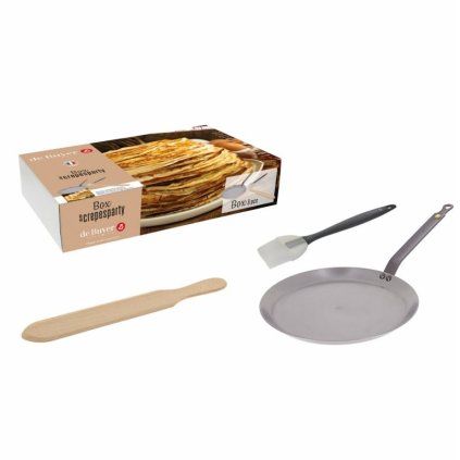 Patelnia do naleśników MINERAL B 26 cm, z chochlą i szpatułką, de Buyer