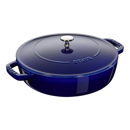 Garnek niski CHISTERA 24 cm, ciemnoniebieski, żeliwo, Staub