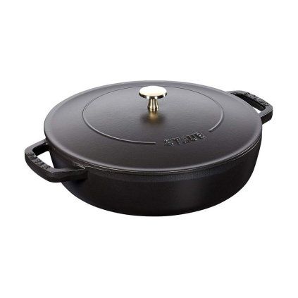 Garnek niski 28 cm, czarny, żeliwny, Staub