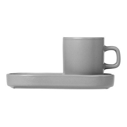 Filiżanka do espresso ze spodkiem PILAR, zestaw 2 szt., jasnoszary, Blomus