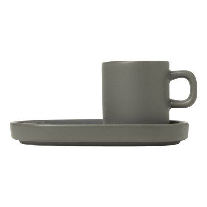 Filiżanka do espresso ze spodkiem PILAR, zestaw 2 szt., 50 ml, ciemnoszara, Blomus