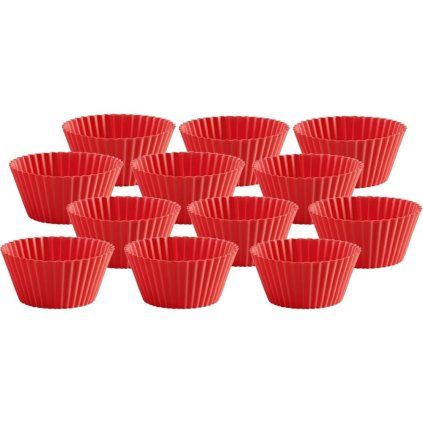 Pojedyncza foremka do muffinów, zestaw 12 szt., 75 ml, silikonowa, czerwona, Lékué