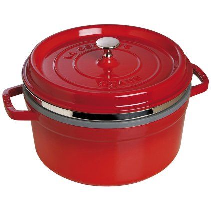 Garnek COCOTTE 26 cm, 5,2 l, z wkładem parowym, wiśniowy, żeliwo, Staub