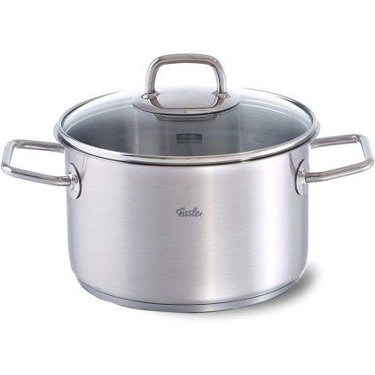 Wysoki garnek VISEO 20 cm, srebrny, stal nierdzewna, Fissler