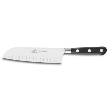Nóż Santoku IDÉAL 18 cm, nity ze stali nierdzewnej, czarny, Lion Sabatier