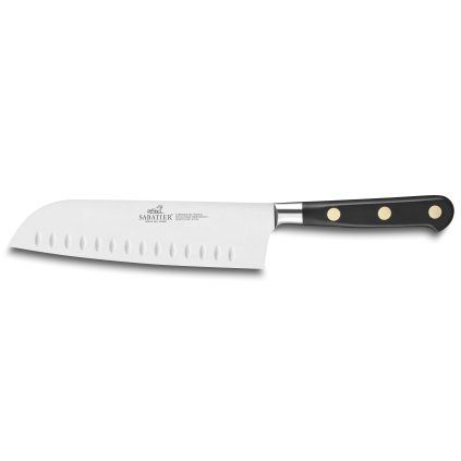 Nóż Santoku IDÉAL 18 cm, mosiężne nity, czarny, Lion Sabatier