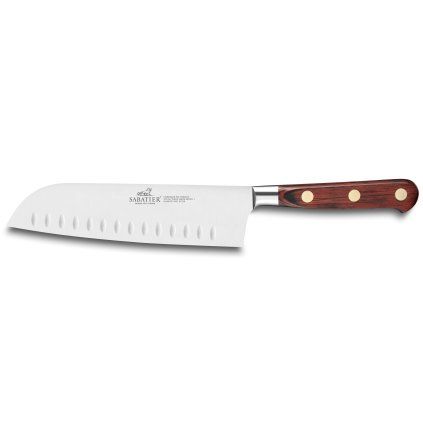 Nóż Santoku SAVEUR 18 cm, nity mosiężne, brązowy, Lion Sabatier