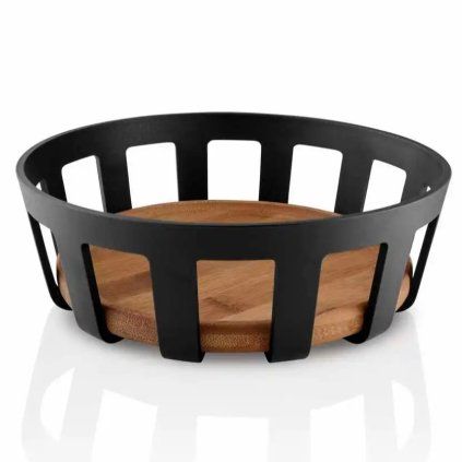 Kosz na pieczywo NORDIC KITCHEN 22 x 7 cm, czarny, plastikowy/bambus, Eva Trio