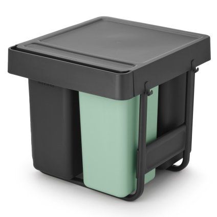 Kosz na śmieci do zabudowy SORT & GO 2x 10 l + 1x 20 l, ciemnoszaro-jadeitowy, plastikowy, Brabantia