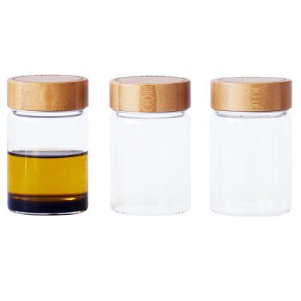 Pojemniki kuchenne PKV-030 75 ml, zestaw 3 sztuk, szkło i bambus, Pebbly