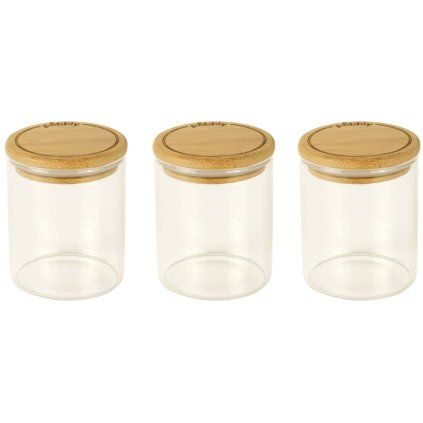 Pojemniki kuchenne PKV-014 180 ml, zestaw 3 sztuk, szklane / bambusowe, Pebbly