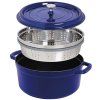 Garnek niski COCOTTE 26 cm, z wkładem do gotowania na parze, bazylia, żeliwo, Staub