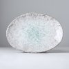 Talerz deserowy AQUA SPLASH 24 x 17 cm, nieregularny kształt, niebieski, kamionka, MIJ
