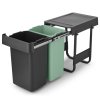 Kosz na śmieci do zabudowy SORT & GO 2x 15 l, ciemnoszary, plastikowy, Brabantia